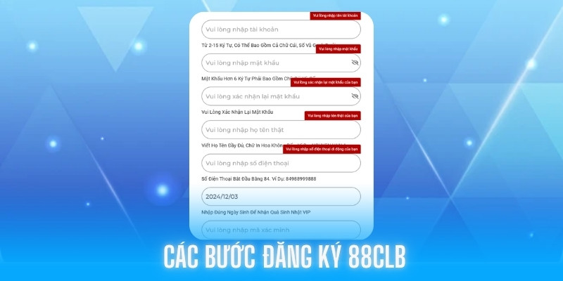 Các bước tạo tài khoản 88CLB trên điện thoại